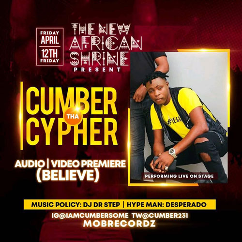 Promo ad for Cumber's performance at The New African Shrine